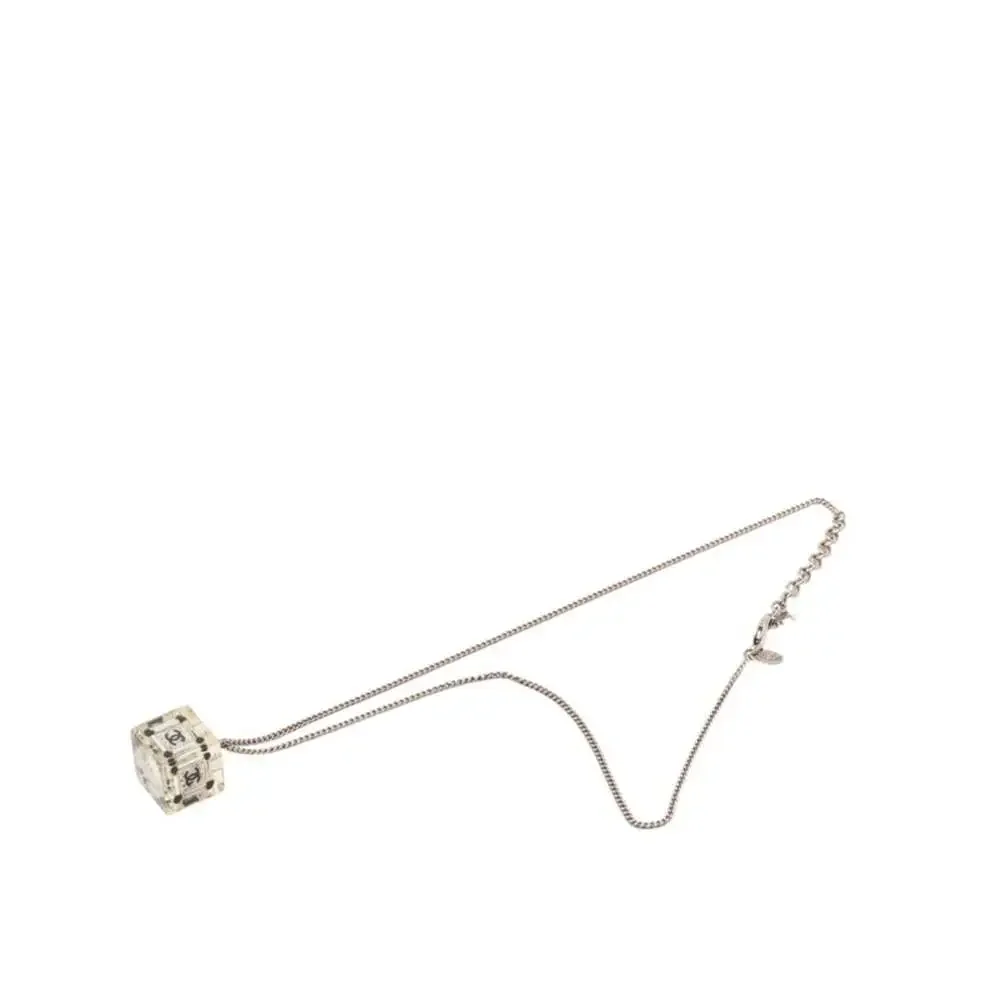 Chanel Cc Logo Pendant Necklace Silver- #256664C68B